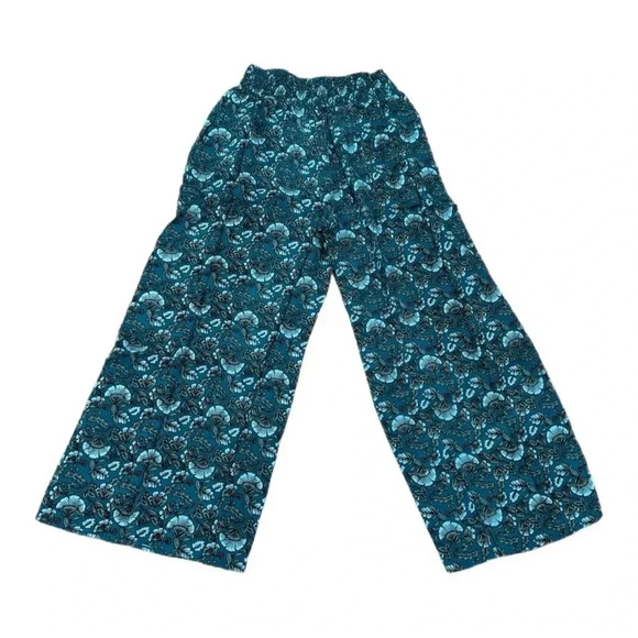 NWT BAND OF THE FREE Elise Teal Floral Boho High Waist Wide Leg Pants Sz Small - Picture 5 of 9